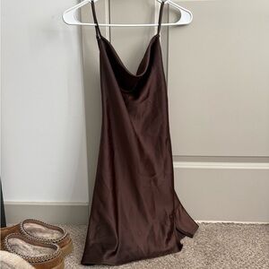 Elegant Brown Slip Dress